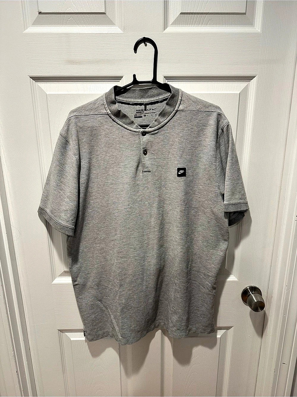 Nike Golf Modern Fit Dri-FIT Blade Collar Henley Polo Shirt Heather Grey XL Mens